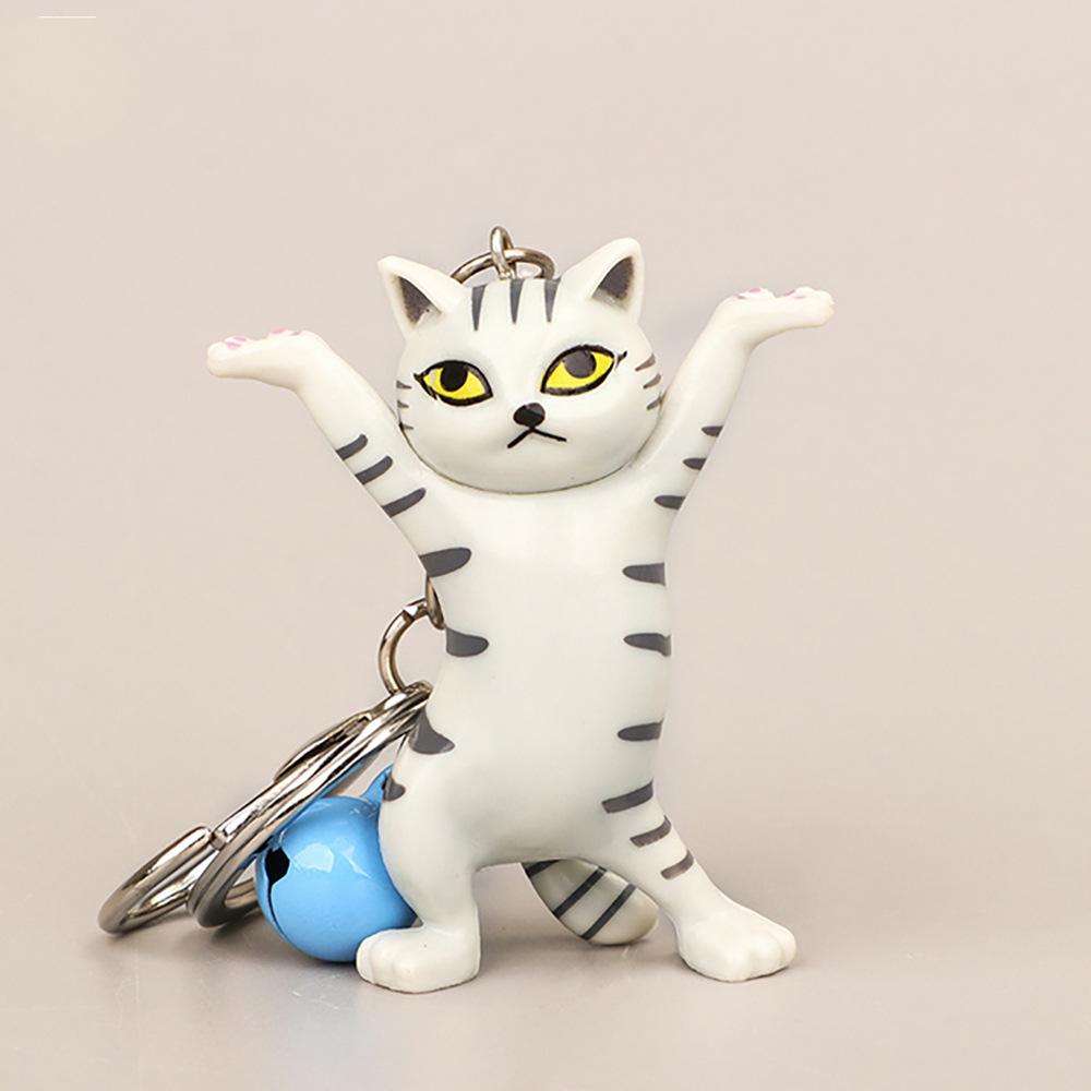 Cute Cat Figurine Keychain Creative Accessories for Women and Kids Couple Family Keychain Pendant