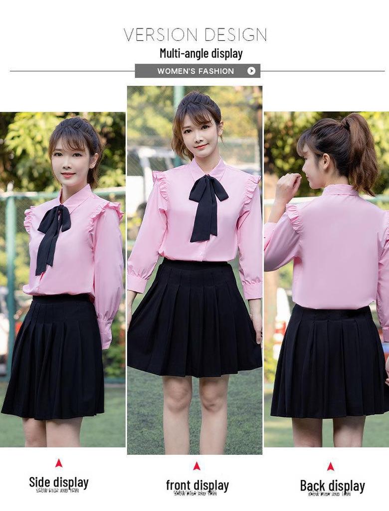 Women's College Style Long-Sleeve Shirt Dress - 2022 Spring Collection