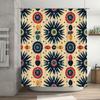 Vintage Retro Blue Red Circular Shower Curtain Home Decor Bathroom Waterproof Privacy Protection Indoor Decoration Artistic Patt
