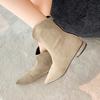 Fashion Pointed Toe Women Ankle Boots Suede Fashion Heeled Shoes Sexy Luxury Winter Short Plush 2025 Designer Dress Boots Para Mujer