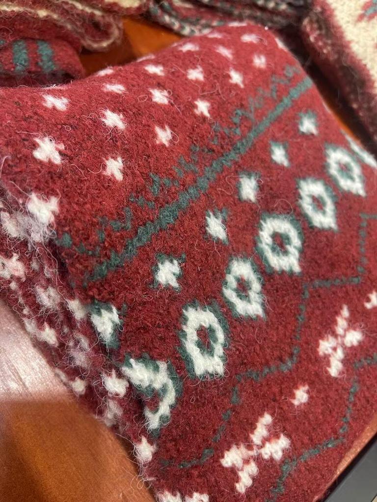 2024 Women's Red Wool Blend Scarf - Warm, Versatile, Christmas Winter Accessory