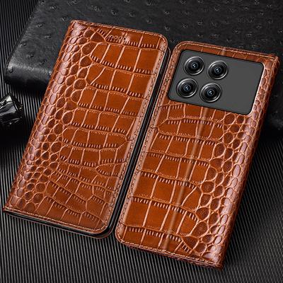 Funda Flip de Cuero Genuino de Cocodrilo Para Xiaomi Poco X3 X4 X5 X6 X7 F1 F5 F6 F7 M3 M4 M5 M5S M6 M7 Plus GT Pro ultra Fundas Cover