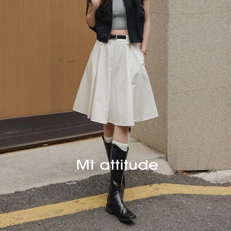 2024 Summer Fresh White Pleated Cotton Midi Skirt S