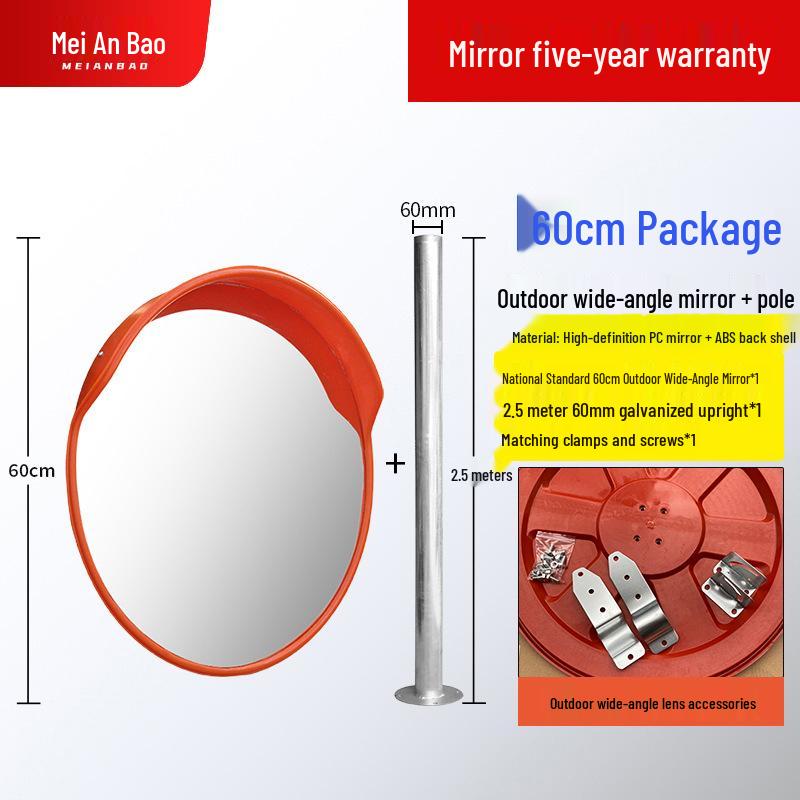 Wide-Angle Convex Traffic Mirror for Outdoor & Indoor Use, Anti-Theft, Garage & Road Safety