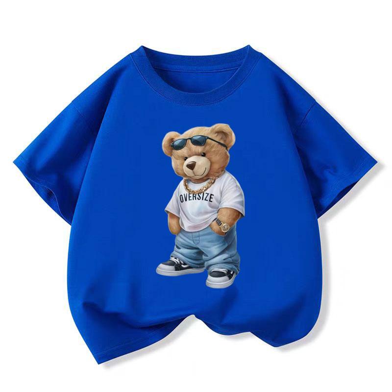 Cool Bear Graphic Print Baby Boys T-shirt Cotton Black Tops Tee 2026 New Summer Sport Cartoon Kids T Shirt Teen 6 8 10 12 Years