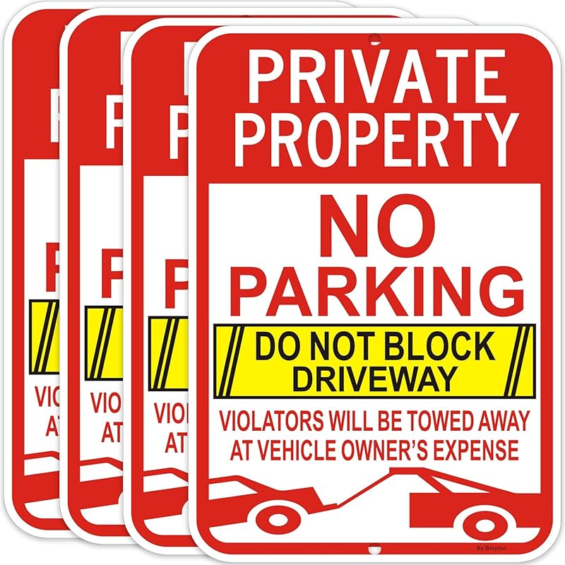 2 Pack Large No Parking Sign, Private Property Sign, Do Not Block Driveway Sign,Violators Will Be Towed Away at Vehicle Owner's Expense, 18" x 12"