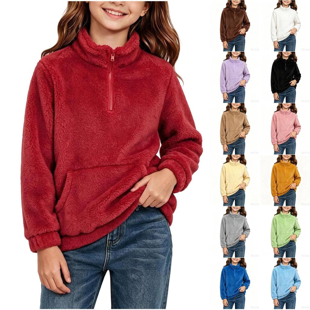 Boys Girls Christmas Sweatshirt, Pattern Long Sleeve Stand Collar Pullover for Fall Winter, Casual Comfortable Top
