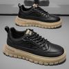 22 Autumn New Casual Leather Waterproof Board Shoes Black Dirt-resistant Student Leather Shoes