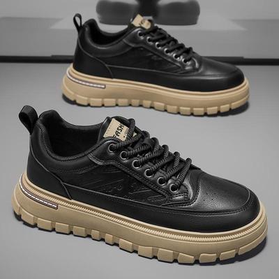 22 Autumn New Casual Leather Waterproof Board Shoes Black Dirt-resistant Student Leather Shoes