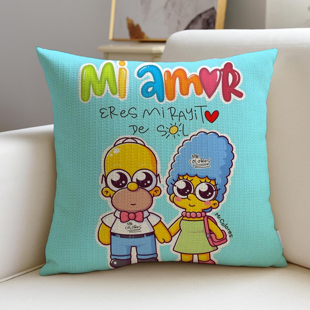 Iconic TThe SimpsonsS Cushion Cover Breathable and Skinfriendly Linen Pillowcase Square Removable and Washable Cushion