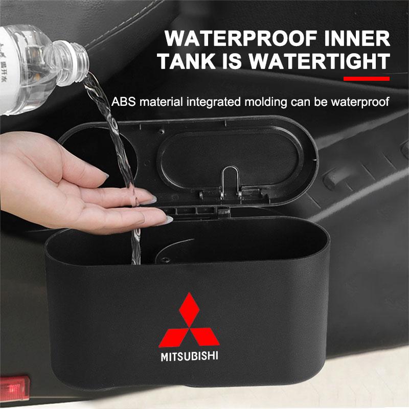 Portable Hanging Mini Car Trash Can Wastebasket Trash Can with Lid For Mitsubishi Outlander I200 Pajero Eclipse ASX Lancer Space Delica Ex