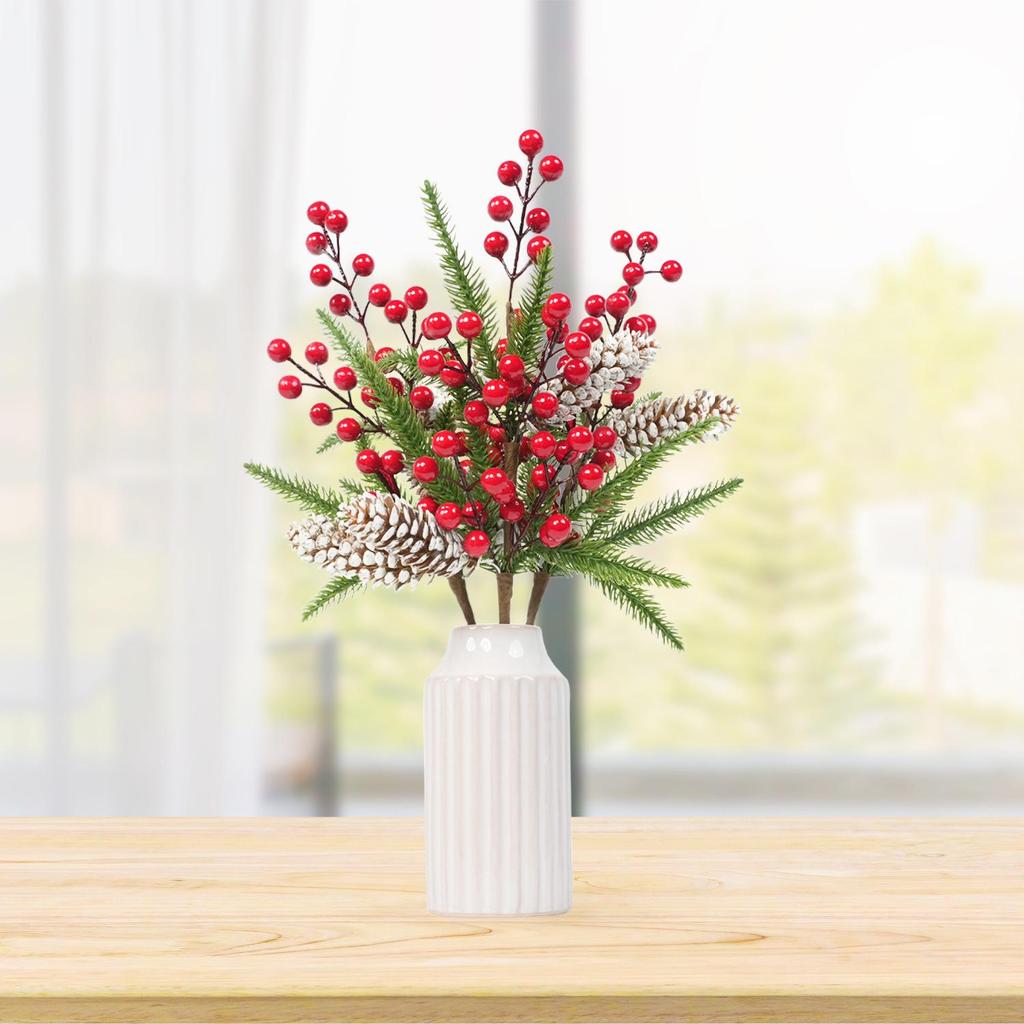 Cross-Border Hot Sale In-Stock Artificial Holly Berry Flowers for Arranging and Decorating