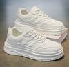 2026 Summer Men's White Platform Sneakers Leather Casual Shoes Thick Sole Streetwear Trendy Footwear