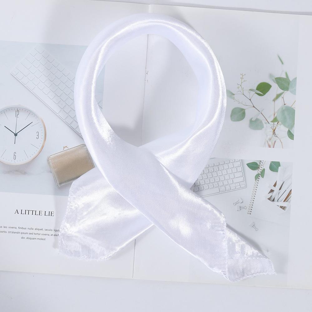 50*50cm Silk Scarf Women Small Soft Squares Decorative Head Scarf Multicolor Stripe Print Kerchief Neck Wrap Solid Colors