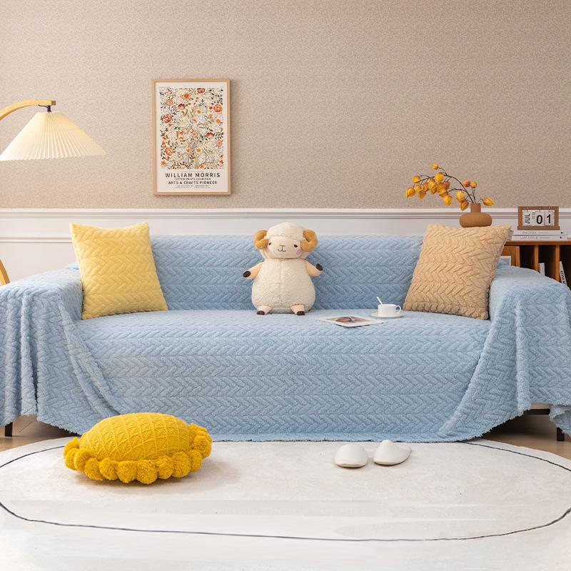 Sofa Towel Ins Style Sofa Cushion Four Seasons Universal Protective Cover Full Cover Towel Modern Simple Herringbone Pattern Sofa Blanket
