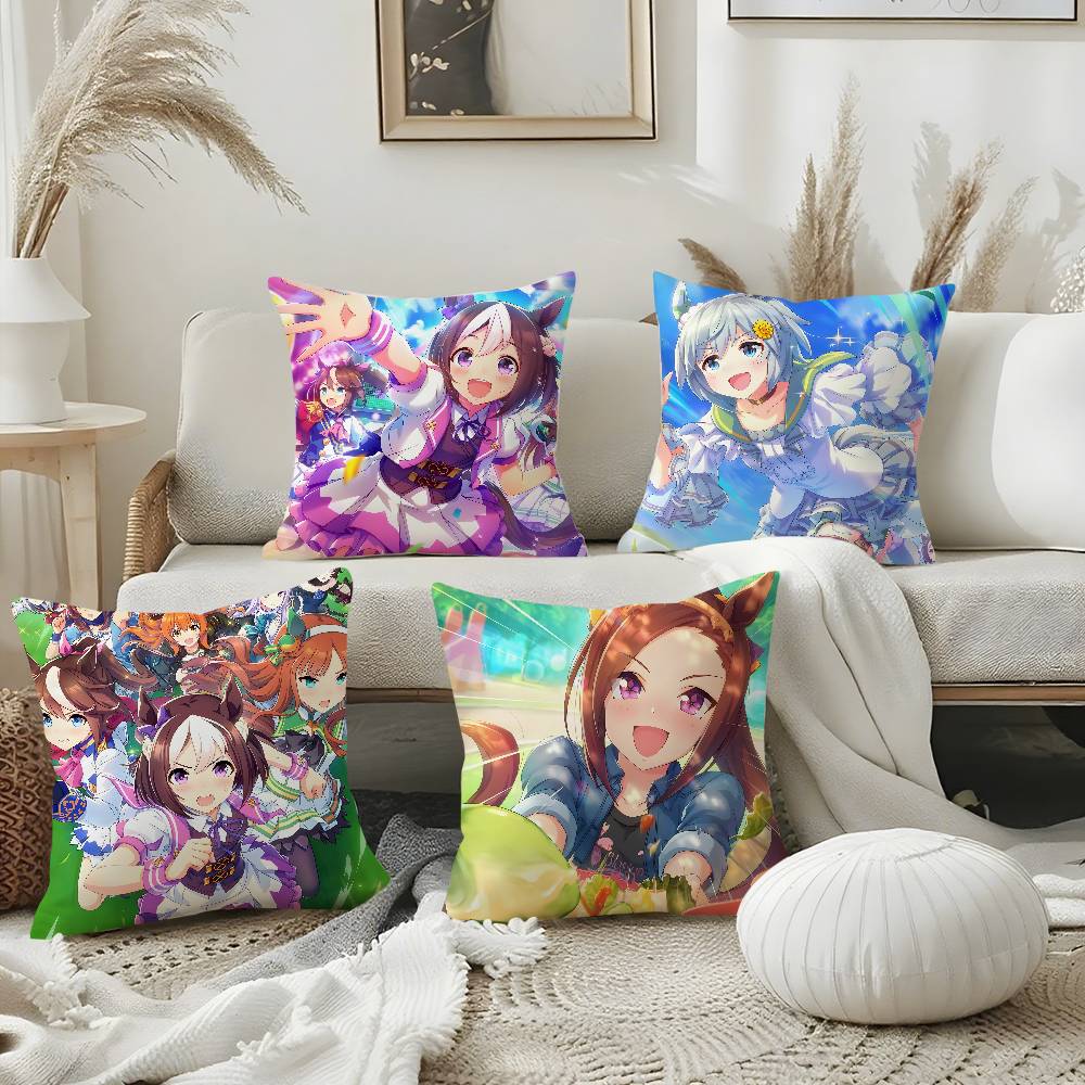 Anime U-Uma Musume Pretty DerbyS Pillow Case Soft Plush Fabric Double Sided Print Decorative Home Living Room Gift Cushion Cover
