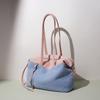 Versatile Underarm Women's Bag Retro Denim Splicing Cowhide Tote Bag Design Crossbody Shoulder Bag