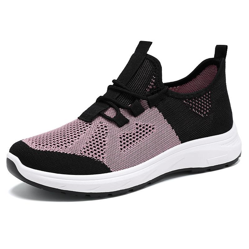 Shoes Women's sports shoes Flying woven breathable mesh shoes Soft sole Comfortable running shoes Versatile color matching single shoes Lightweight w