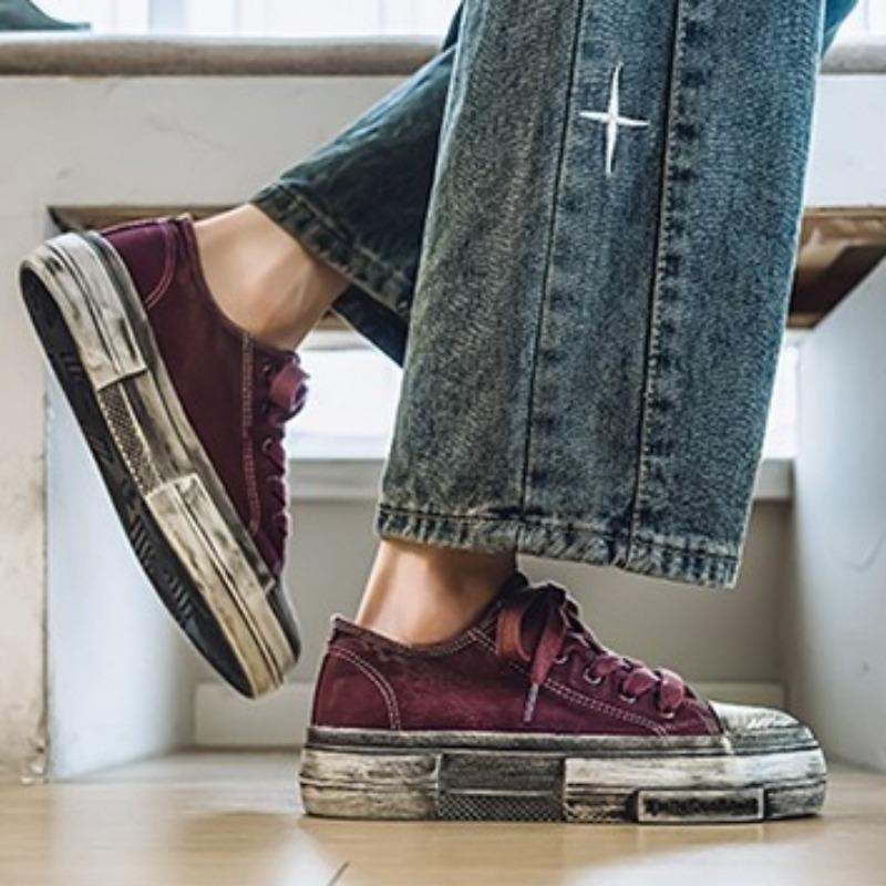 Herren Canvas Schuhe Designer Retro Alte Schmutzige Schuhe Mode Skateboard Schuh Lässige Board Schuhe für Herren Rutschfeste Plateau-Sneaker