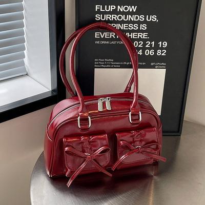 Große Kapazität Damen Ballett-Stil Schleife Unterarm Tasche Vielseitige Single-Schulter Tasche