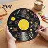 Desktop Display Stands Vinyl Record DIY Graffiti Clock Ornament, Blank Acrylic Retro Tabletop Wall Handwritten Message Discs Decor with Stand,