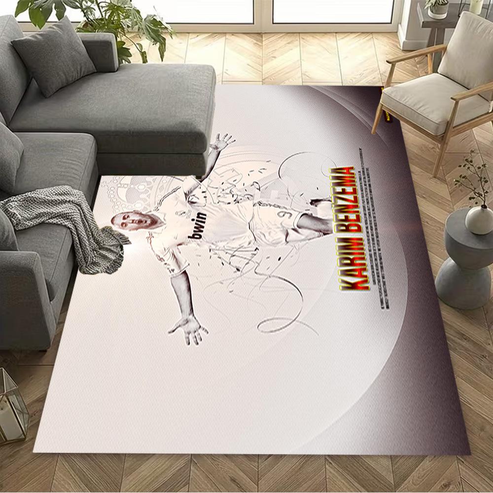 Karim Benzema's Flight Carpet Design for Balcony Hallway Playrooms Entryway Anti-slip Rug Decorate Offices Best for Christmas