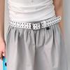 Pin Buckle Suede Belt Rivet Design Pin Buckle Belt Versatile Leather Belt  For Women
