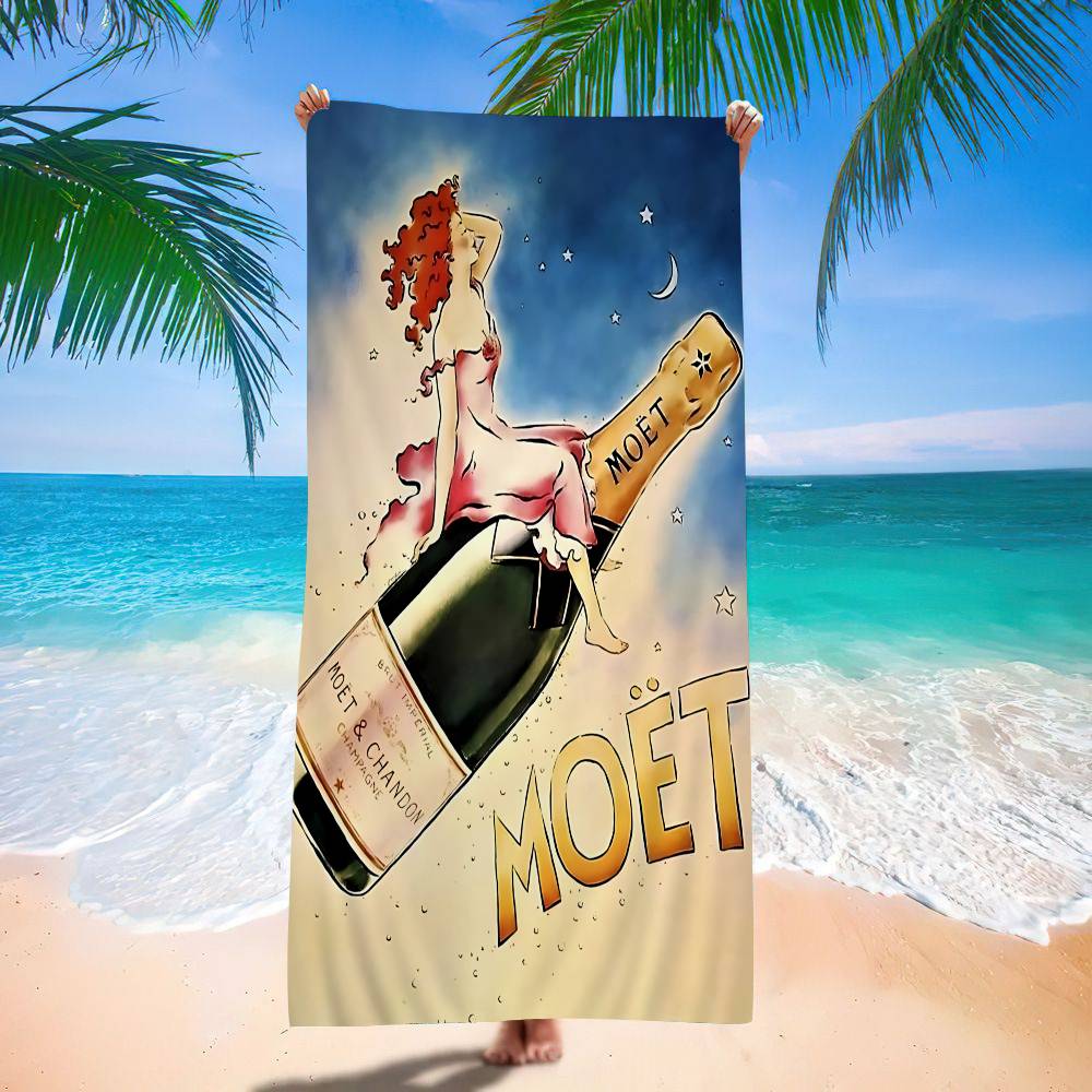 Champagner Logo M-Moet C-Chandon Mikrofaser Bedrucktes Strandtuch Bergsteigen Yoga Strand Schwimmen Laufen Saugfähig Weich