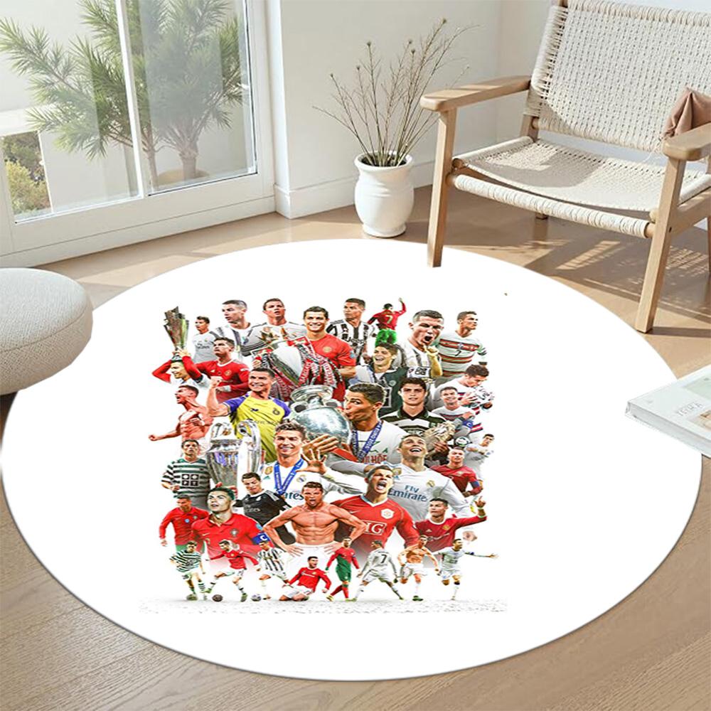 Cristiano Ronaldo Round Area Rug Perfect for Entryway Foyer Living Rooms Decorate room Antislip Round Carpet Office home decor