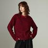 Damen Retro Colorblock Streifen Strickpullover