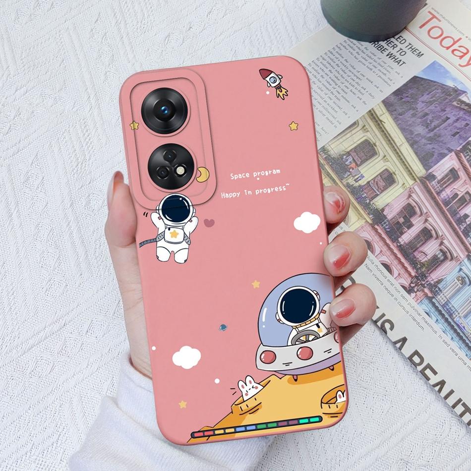 Phone Case For OPPO Reno 8T 4G 5G 8Z 8Lite Cover Cartoon Camera Protection Liquid Silicone Bumper For OPPO Reno8 T Fundas Gift