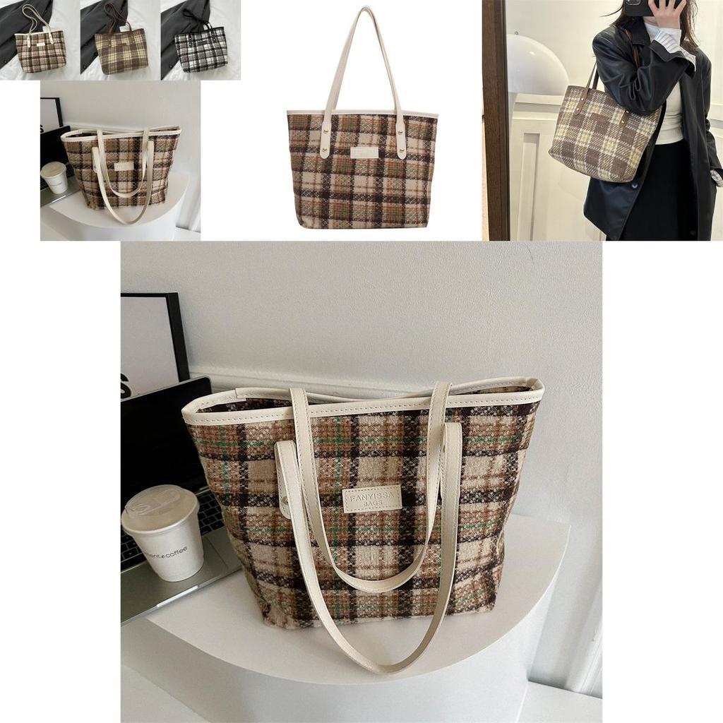 Chic Black White Brown Large Tote Bag For Women With Trendy Street Style Design