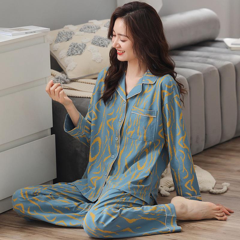 Pajamas women spring and autumn pure cotton long-sleeved 1011 new cotton suit Korean version casual can be worn outside loungewear