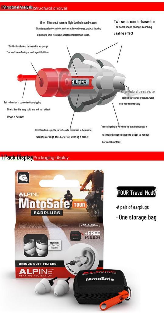 Alpine Netherlands Motorcycle Safety Earplugs for Noise Reduction in Cycling and Driving