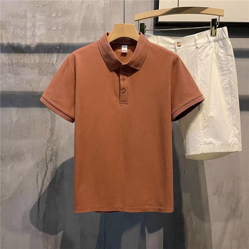 Men's Polo Shirt Summer New Short Sleeve Solid Color Turn-down Collar Casual Slim Fit Tops