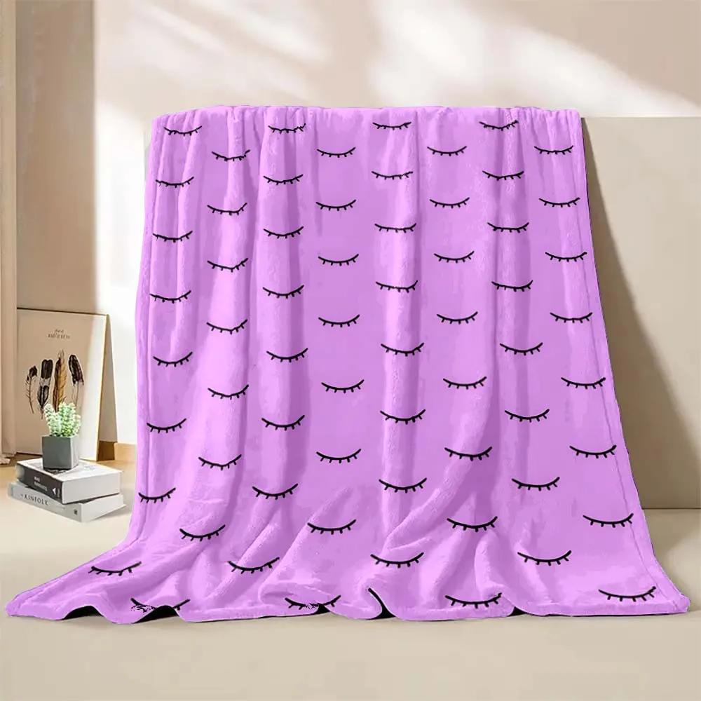 6 Sizes Cartoon Eyelashes Art Printed Believer Blanket Warm Soft and Comfortable Home Travel Blanket Office Sofa Blanket Gift