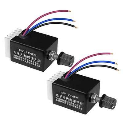 Tendance 2025 2 Pièces Contrôleur de Vitesse de Moteur CC Universel 12V/24V, Interrupteur Régulateur de Vitesse Électronique Continu à Vis à Bouton