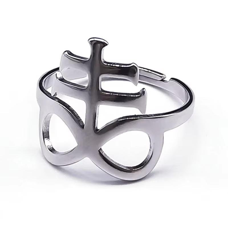 Satan Cross Necklaces Men Women Black Stainless Steel Church of Satan Symbol Pendant Kolye Necklace Jewelry Gargantilla N645S03