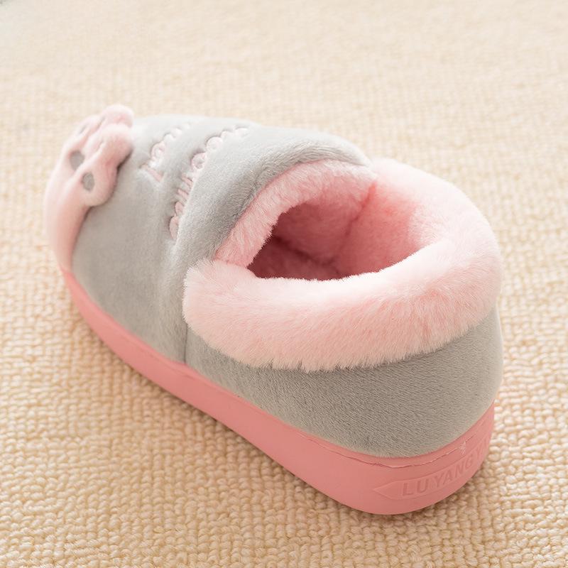 Children's Cartoon Cotton Slippers – Warm Indoor Shoes for Boys and Girls, with Heels for Autumn and Winter