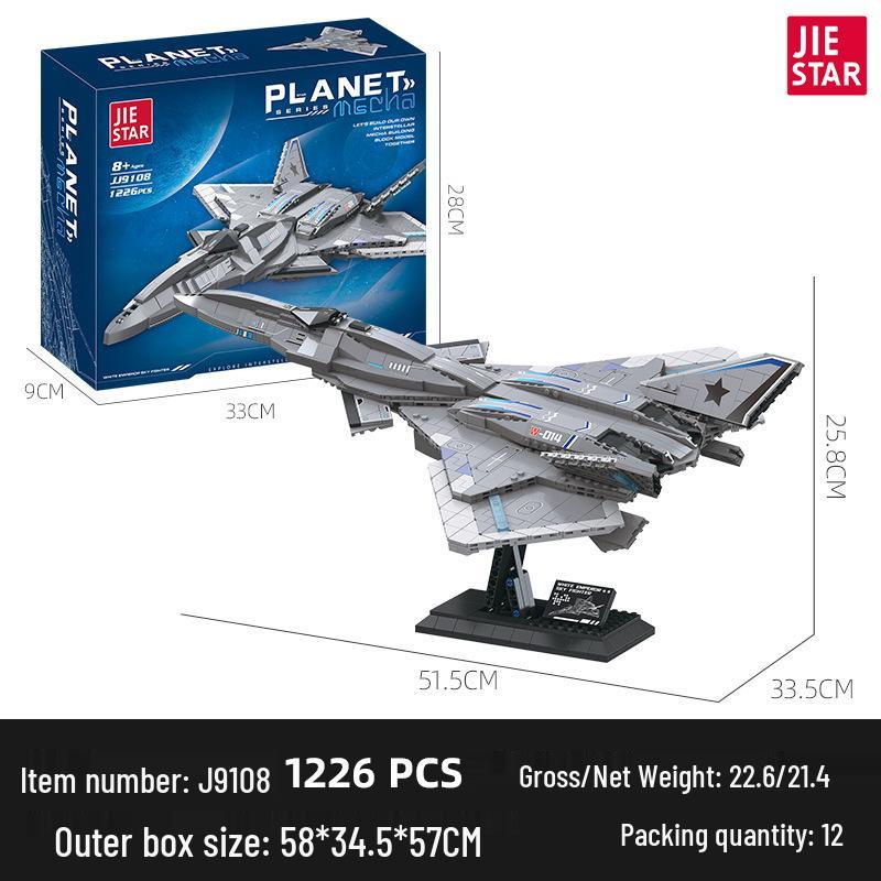 South Heaven Gate Xuannv JJ9107 & White Emperor JJ9108 Aerospace Fighter Model Assembly - Jiestar Building Blocks