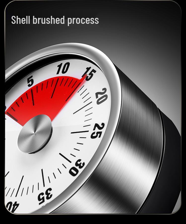 Stainless Steel Magnetic Kitchen Timer with Visual Countdown and Portable Design