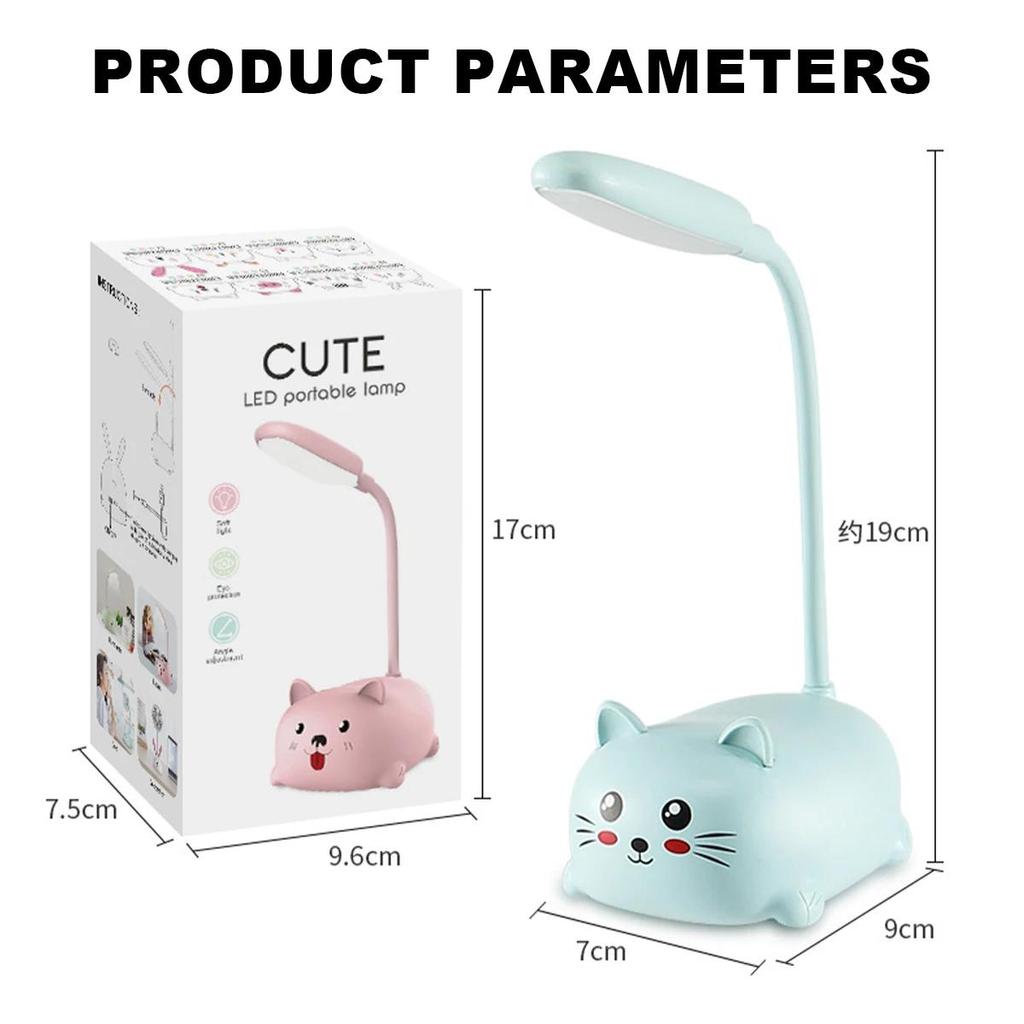 Cat Night Light Flexible Table Lamp Book Foldable Mini Creative Cute Rechargable Reading Study Cartoon Tabls Eye Protecting Desk