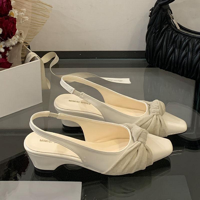 

Мода 2025 Новая Мода Остроносые Женские Сандалии на Низком Каблуке Обувь Слипоны Женская Обувь с Неглубоким Вырезом Элегантные Женские Сандалии на Каблуке Обувь 35 бежевый