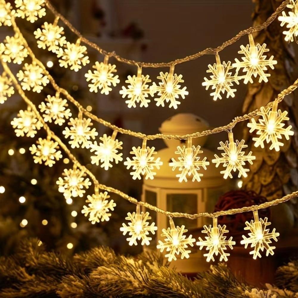 Battery Version LED Curtain Lights Snowflake Tree Decor Lamp New Year Atmosphere Lamp  Home Decor