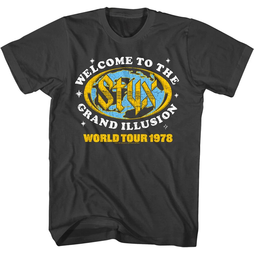Styx Grand Illusion World Tour 78 Men s T Shirt Welcome Rock Band Concert Merch S