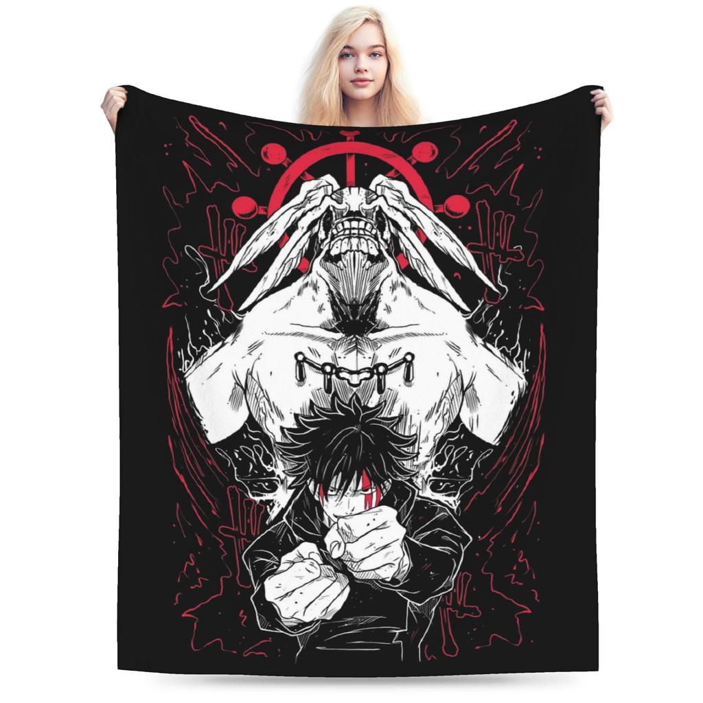 Megumi Fushiguro JJK Anime Blanket Fleece Printed Portable Soft Throw Blanket for Sofa Travel Quilt