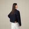 Xinge 2024 Women's Dark Blue Short Denim Jacket - New Autumn Style, Versatile and Tailored for Small Sizes