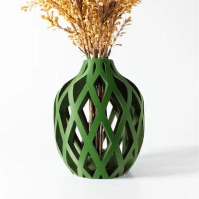Váza Oyster - Elegantní 3D tištěná dekorace z ekologického PLA, ideální pro moderní interiéry (Žluto zelená)