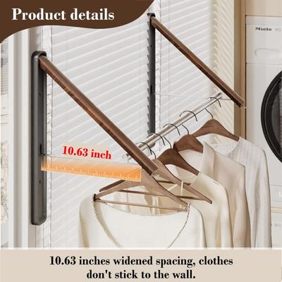 Aluminum Material Foldable Clothes Drying Rack Multi-Functional Space Saving Design Wall Mounted Rack Stretchable Pole