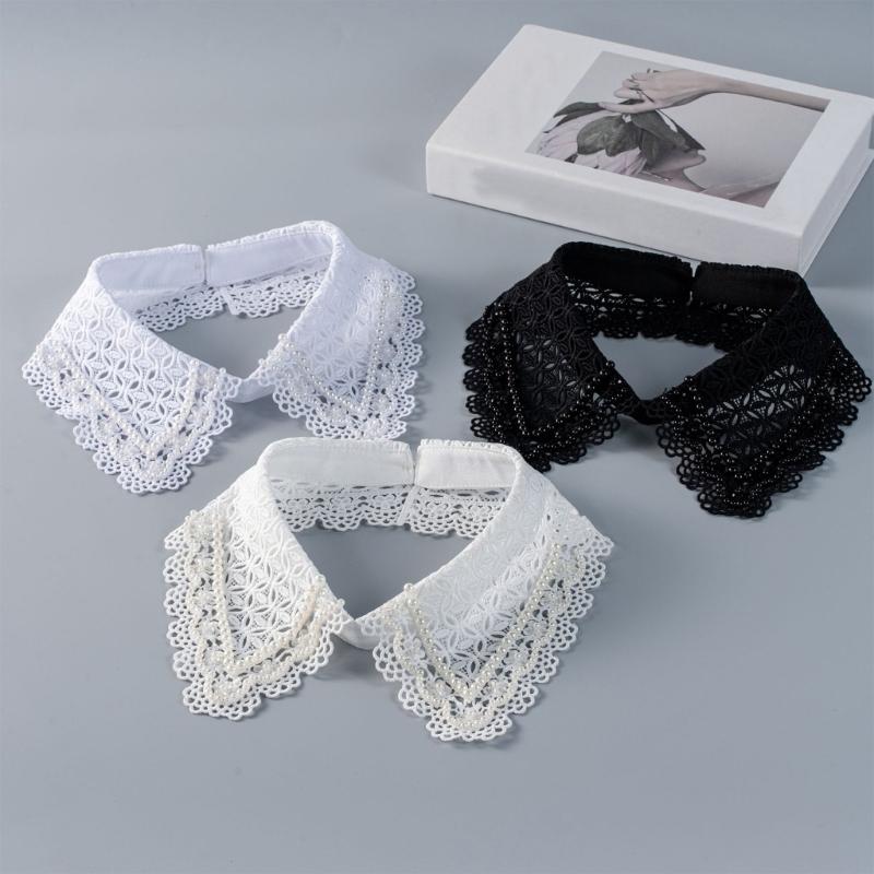 Elegant Detachable Lace Collar Spread Lapel Design Decorative Accessory for Dresses and Blouses